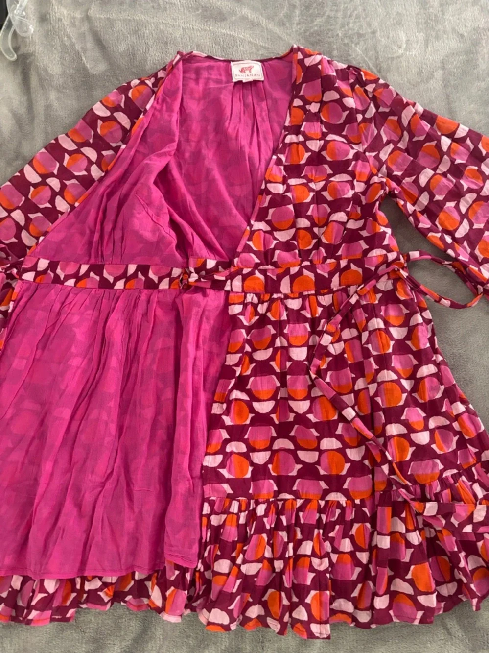 Banjanan Gwen Curlew Curve Lilac Sachet Wrap Mini Dress Size L‎